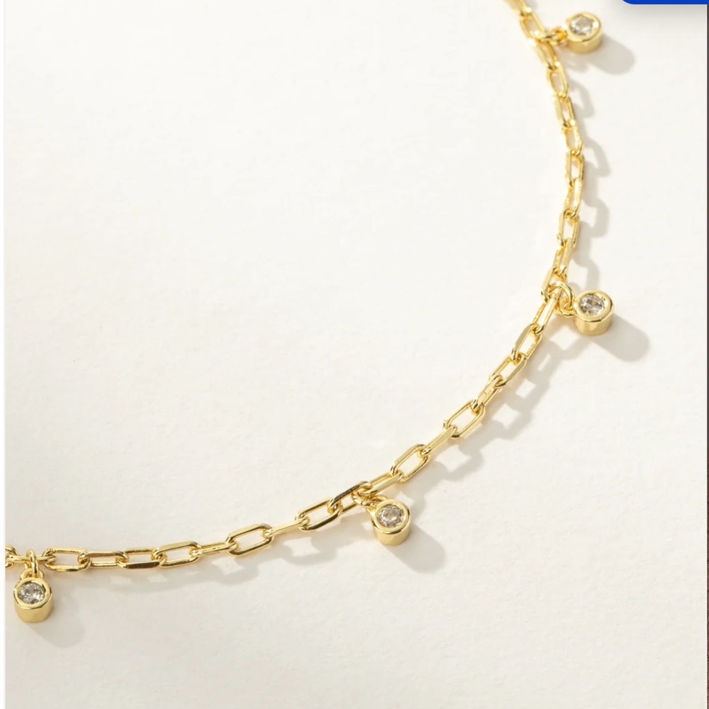 Net uncommon James glimmer gold Chain Necklace with Crystal Charms